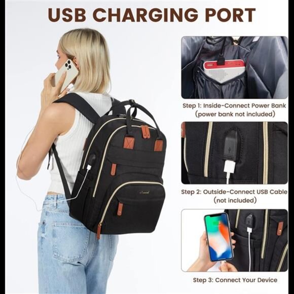 Laptop Backpack for Women, Unisex Travel Anti-theft Bag, Business Work Backpack - Picture 6 of 7